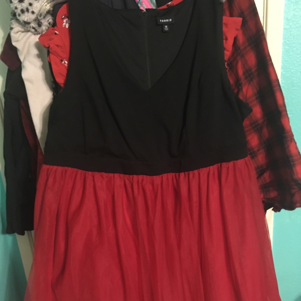 Red and black dress
